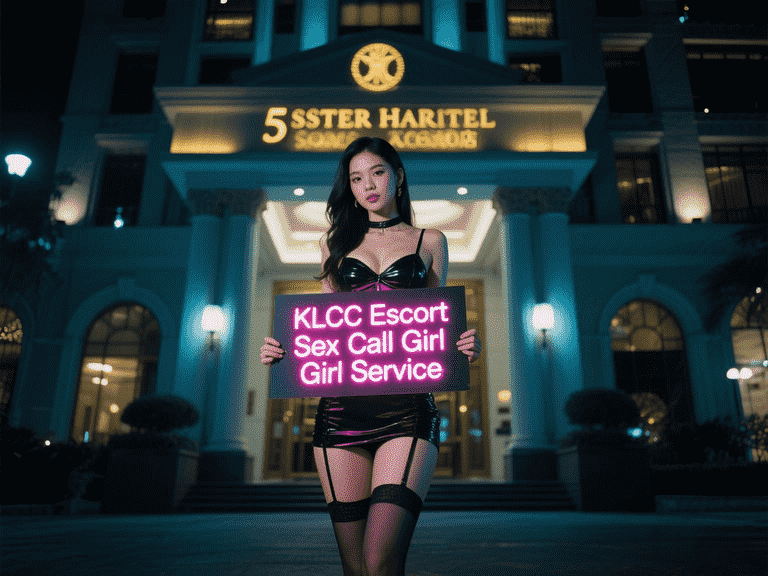 KLCC escort girl holding sign. Elite outcall service in Kuala Lumpur.