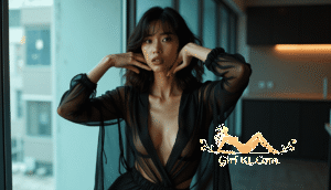 KL Escort Girl Woman in sheer black robe posing by window Malaysia Sex Call Girl